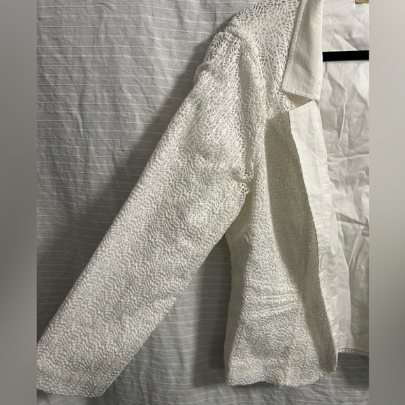 Democracy White Eyelet Embroidered Open Front Blazer Jacket Size XL - Picture 2 of 9